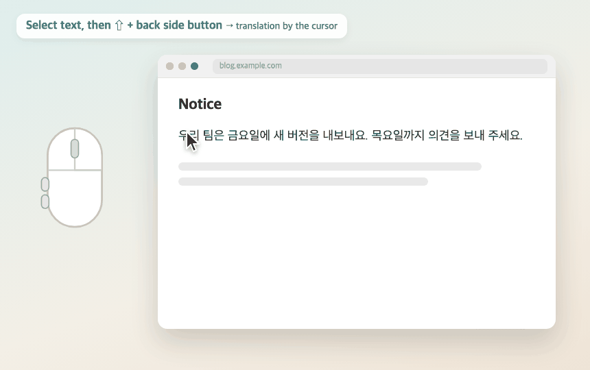 Translate selection