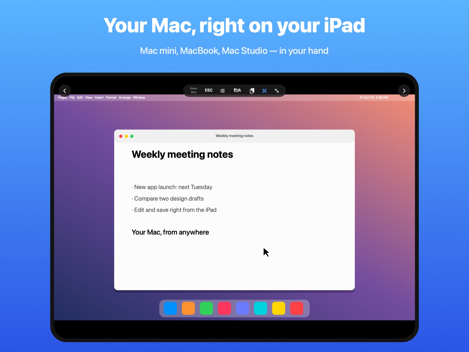 Using a Mac from an iPad with Whirrik