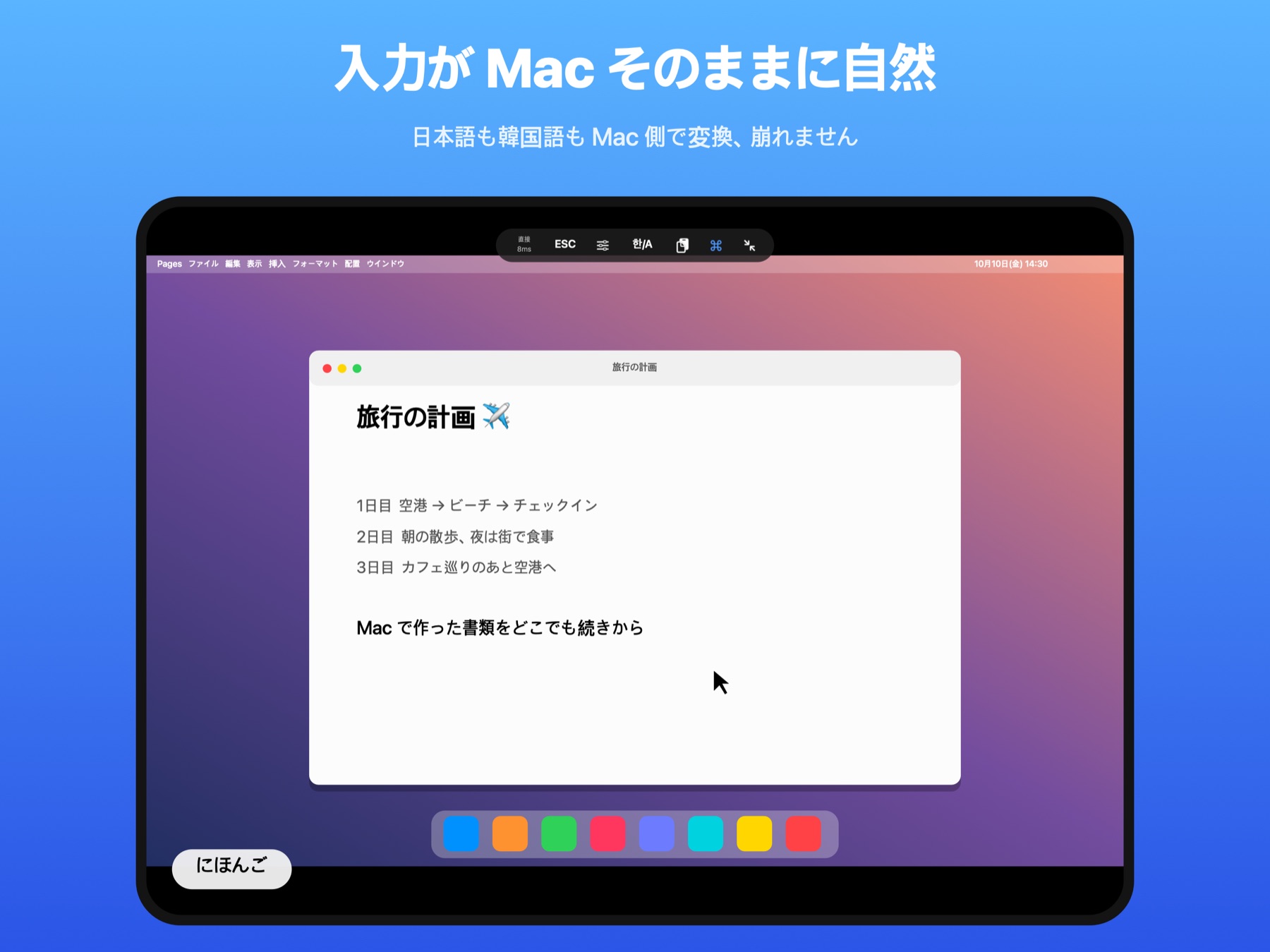 iPad から Mac に入力